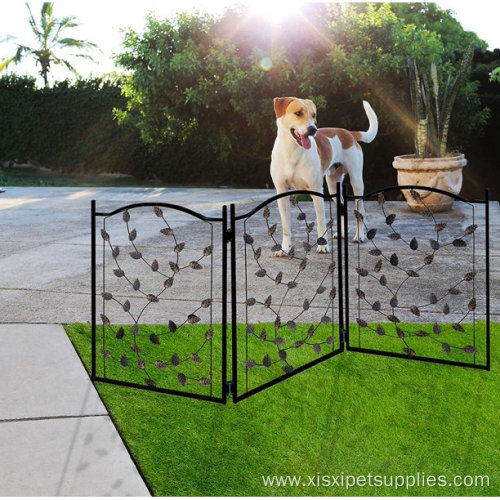 Leaf Design Metal Pet Gate Indoor Dog Fence
